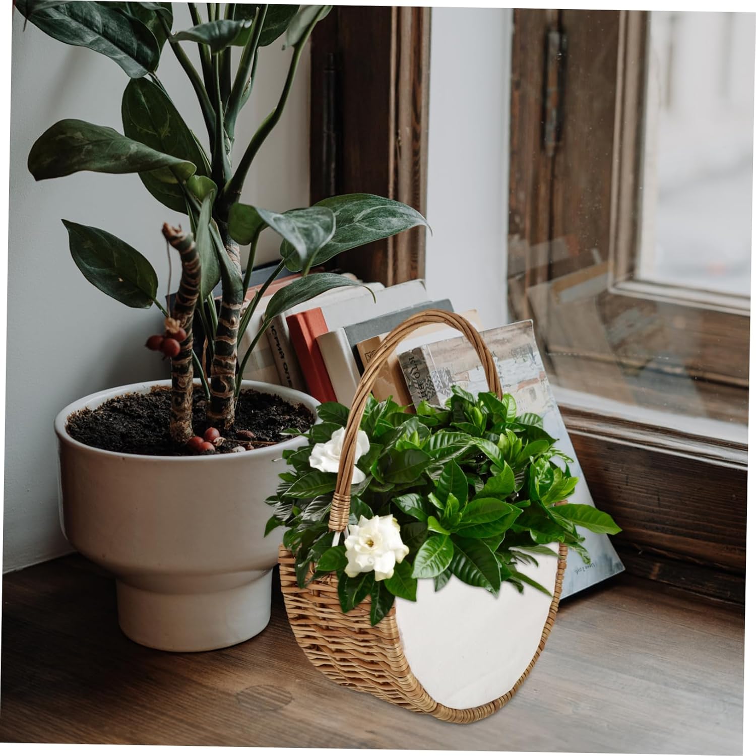 Yardwe 2 Pcs Storage Basket Wicker Bread Basket Easter Basket Decoraciones para Salas De Casa Seagrass Wicker Woven Basket Hanging Plant Pot Basket