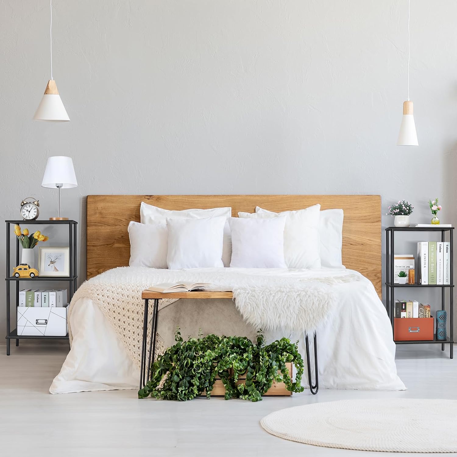 melos Estantería de 3 niveles, estantería clásicamente alta, organizador de almacenamiento, estante moderno para dormitorio, sala de estar y oficina