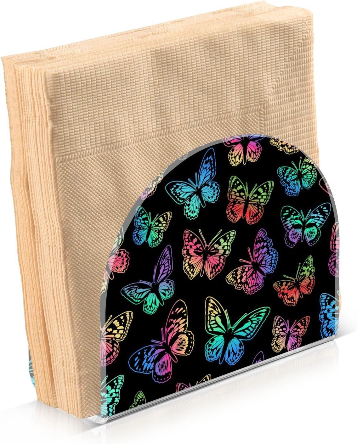 Napkin Holder Gradient Butterflies Napkin Holders for Tables, Clear Acrylic Napkin Holders Cocktail Napkin Holder for Kitchen Restaurant Bar Home