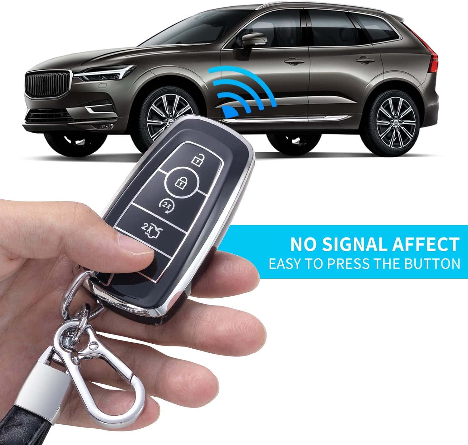 Compatible con funda para llavero Ford con cordón de cuero, funda protectora para llave de automóvil Ford Explorer Fusion Escape F150 F250 F350 F450