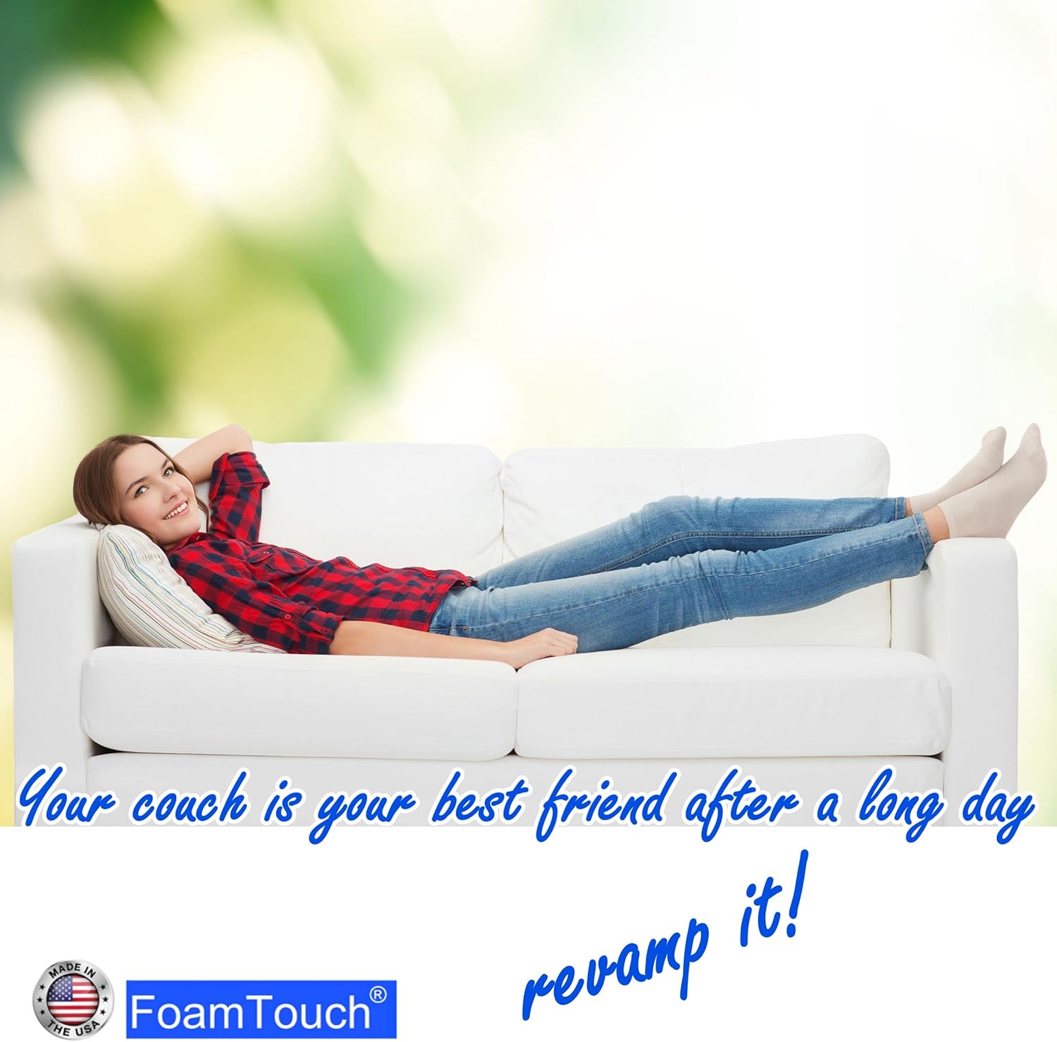FoamTouch Cojín de asiento de espuma de tapicería de corte personalizado de alta densidad, 6 pulgadas de grosor por 24 pulgadas de ancho por 80