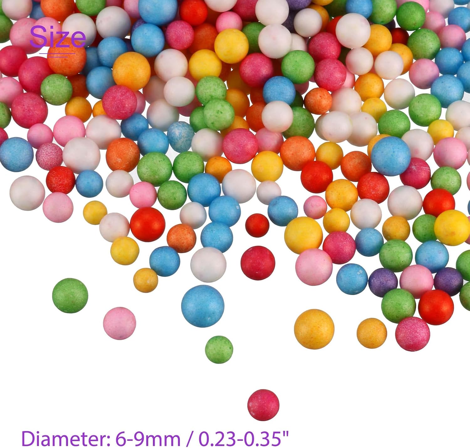 DMiotech Paquete de 4 bolas de espuma de 0.3 pulgadas, bolas redondas de espuma de poliestireno, colores mixtos para manualidades, arte, decoración