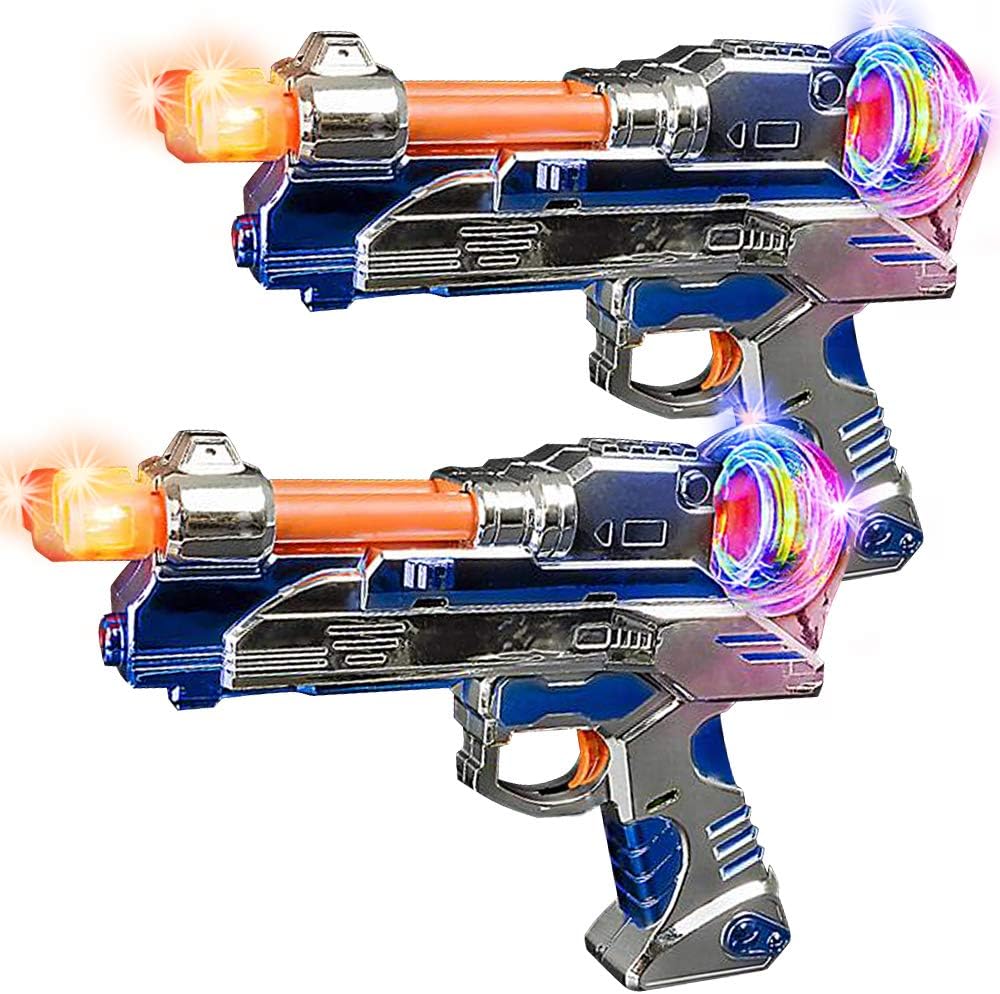 ArtCreativity Super Spinning Space Blaster – Juego de pistola de juguete con LED intermitentes y efectos de sonido, juego de 2, pistolas de juguete