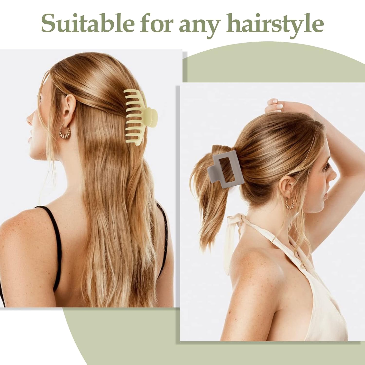 10 pinzas de pelo grandes, pinzas de pelo mate de sujeción fuerte, pinzas cuadradas para cabello grueso y fino, pinzas de pelo de plátano para