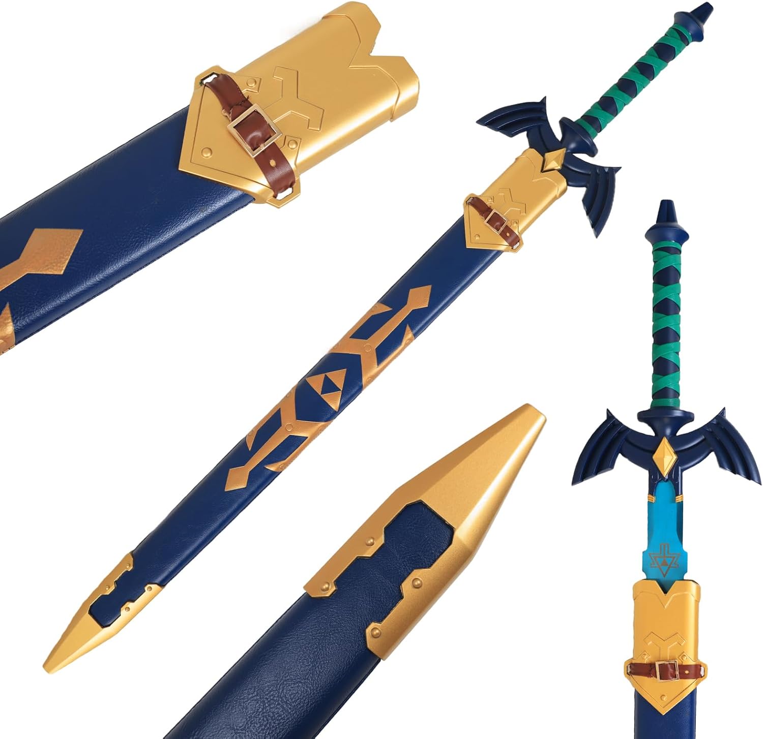 Wuton Legend of Zelda Master – Espada de eslabones de metal completo, réplica de hoja azul de acero inoxidable 11, espada real de 43 pulgadas,