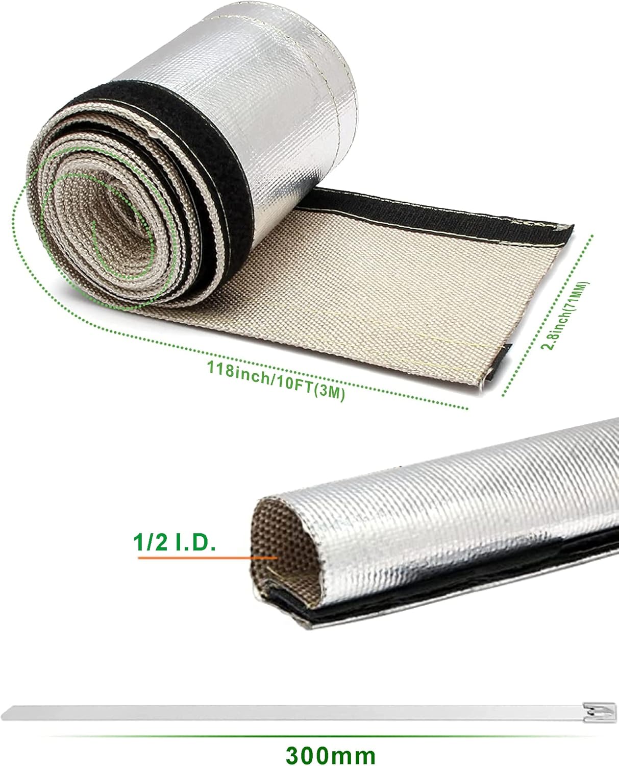 Funda de calor aluminizada para protección contra el calor, línea de combustible, cable de calor para la máxima protección contra el calor,