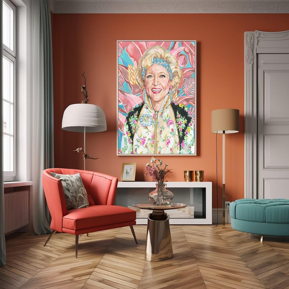 YOWEIN Lienzo decorativo de los años 80 con diseño de niñas doradas, decoración estética de Betty White para habitación, carteles florales