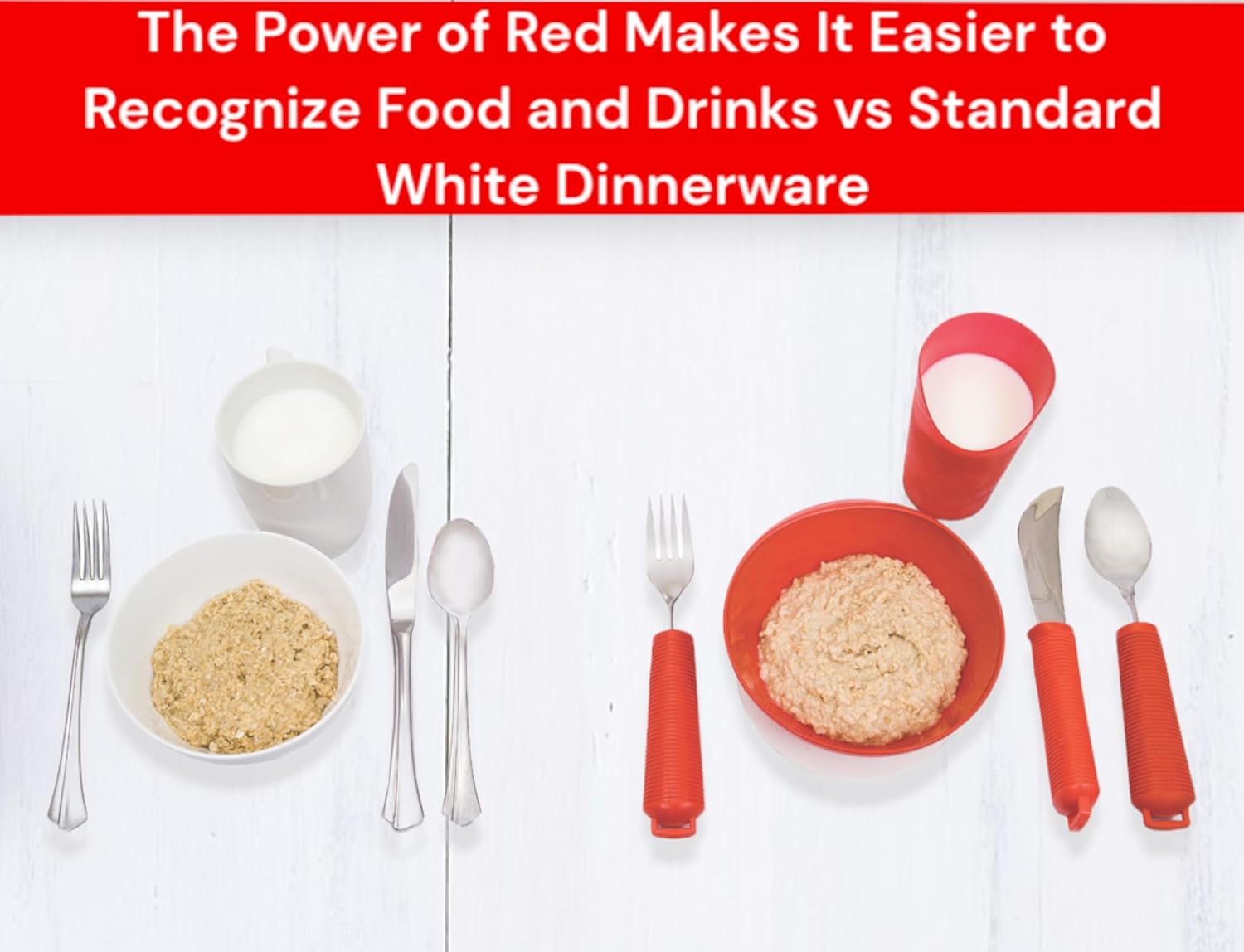 Essential Medical Supply Power of Red – Cuenco adaptable con ventosa inferior y borde lateral para una alimentación más fácil, incluye 2 tazones