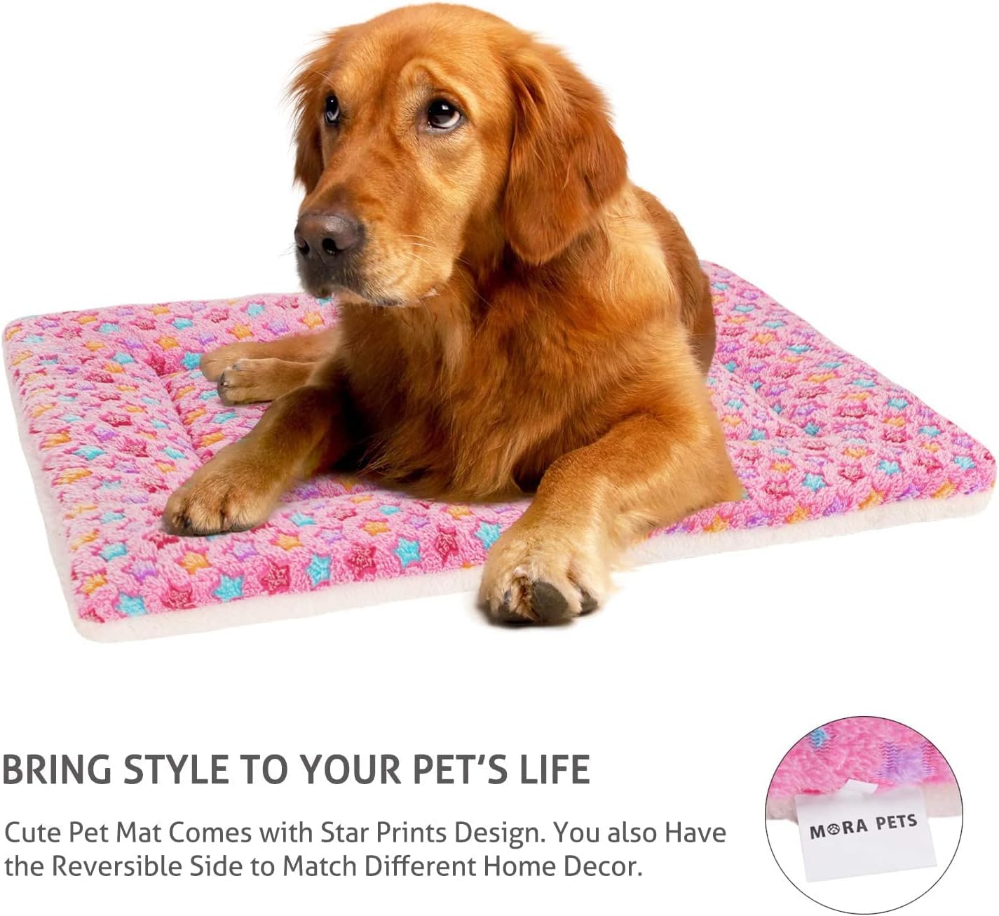 Mora Pets Almohadilla para jaula para perros, cama ultrasuave para mascotas con bonito estampado de estrellas, tapete lavable para perros grandes,