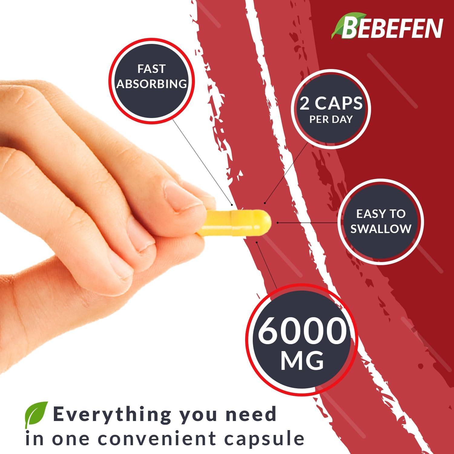 BEBEFEN Cápsulas de cereza ácida de 6000 mg  Extracto de jugo de cereza agria  Salud de las articulaciones, masa muscular y descanso bien