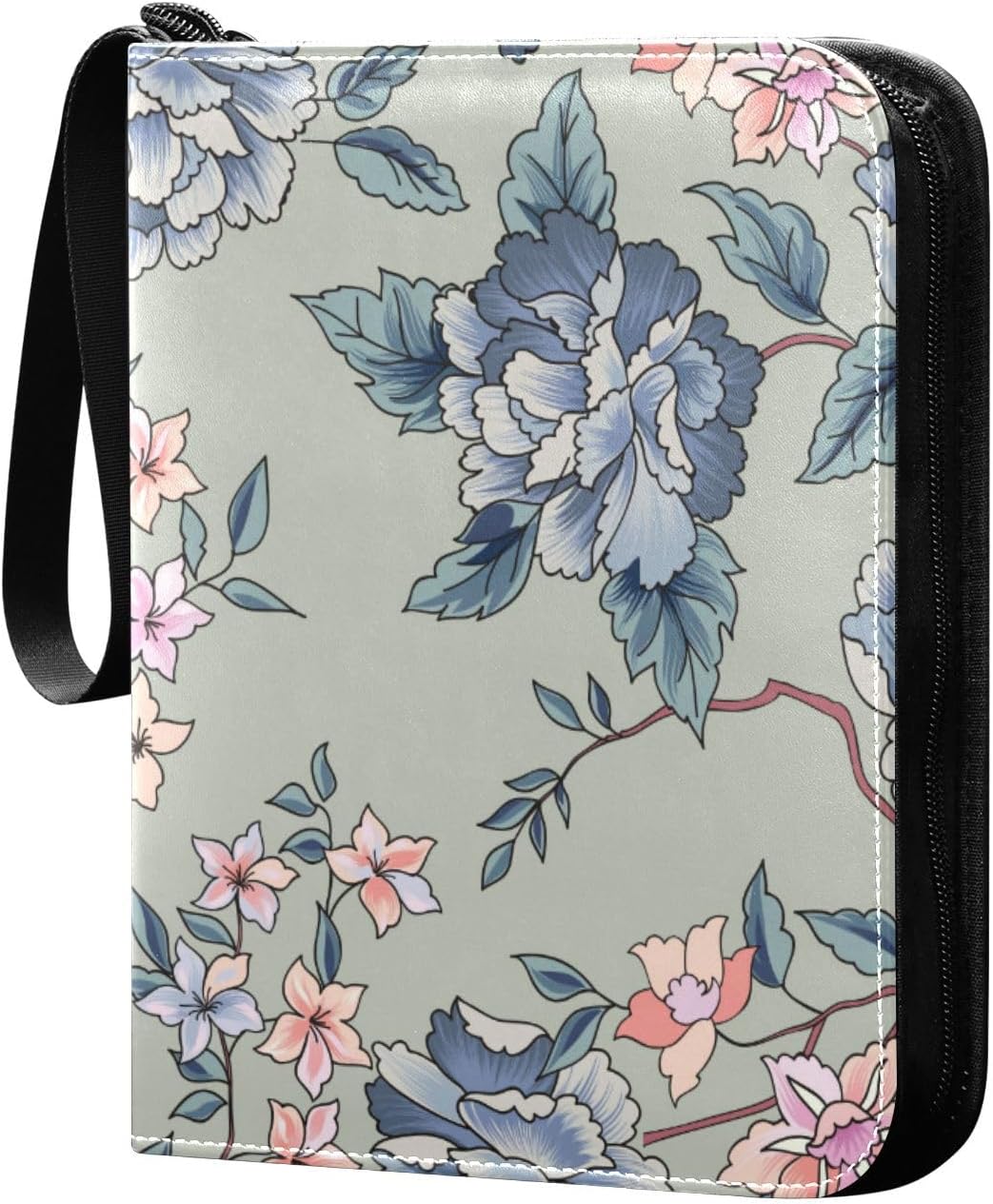 Flowers Trading Card Binder 4-Pocket Card Holder with 50 Removable Sleeves 3-Ring Card Albums Binder Holds Up to 400 Cards Card Organizer Folders