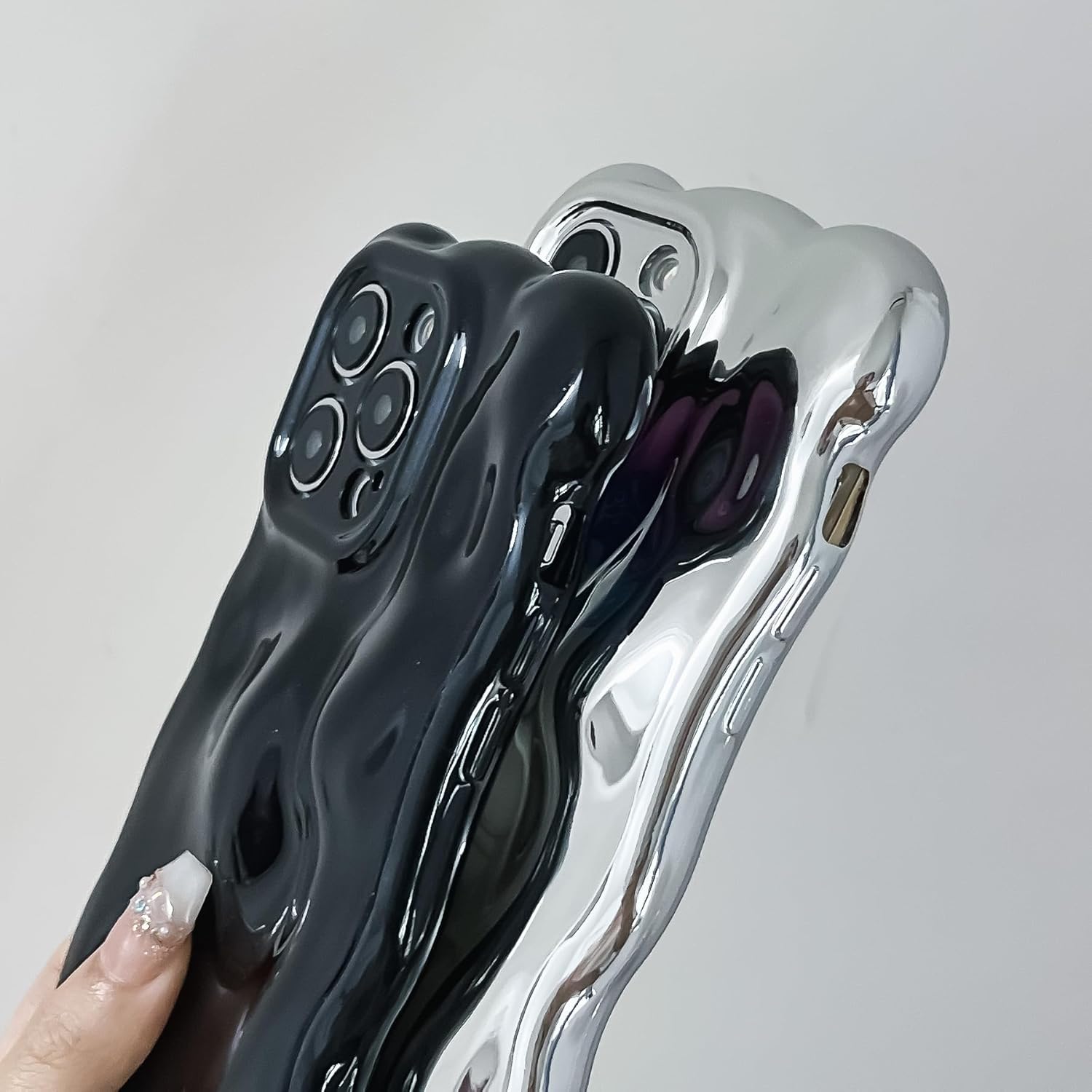 BANAILOA Diseño para iPhone 15 Pro Linda funda con marco de ondas 3D patrón de meteoritos chapado de lujo suave TPU protector creativo funda