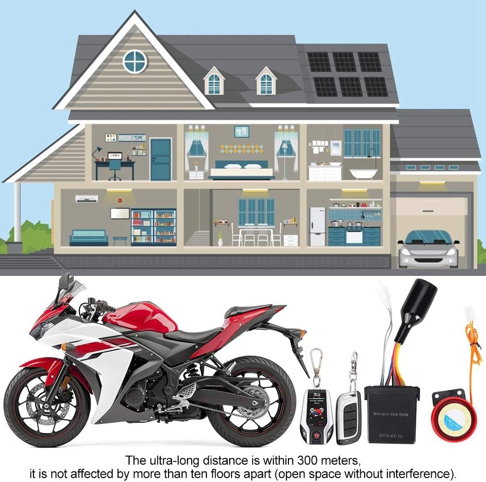 Sistema de alarma de motocicleta antirrobo, bocina de alarma remota de 2 vías, sistema de seguridad impermeable con función de arranque del motor