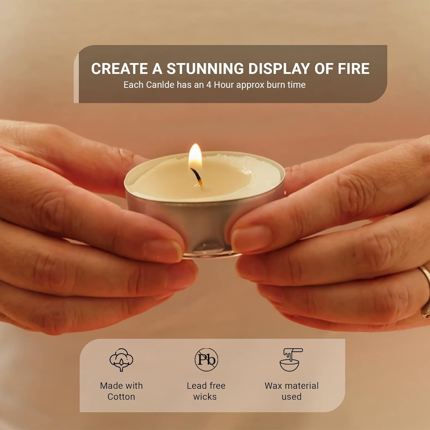 Zuvo Velas de té de 4 horas de combustión (paquete de 100) – Luces T blancas – Velas sin humo y sin perfume hechas en Europa 1.5 x 0.9 in – 4 horas –