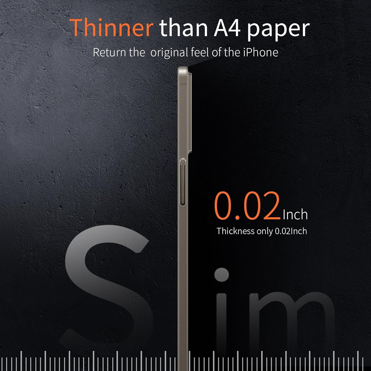 Dataroad – Funda delgada para iPhone 15 Pro Max, 0.008 in, papel fino, funda ligera translúcida con acabado mate, protección trasera de