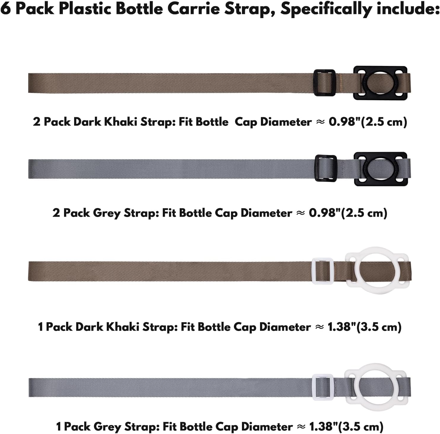 XCX Paquete de 6 correas cruzadas para botella de agua purificada, botella de primavera natural, cuello largo y soporte ajustable para agua, para