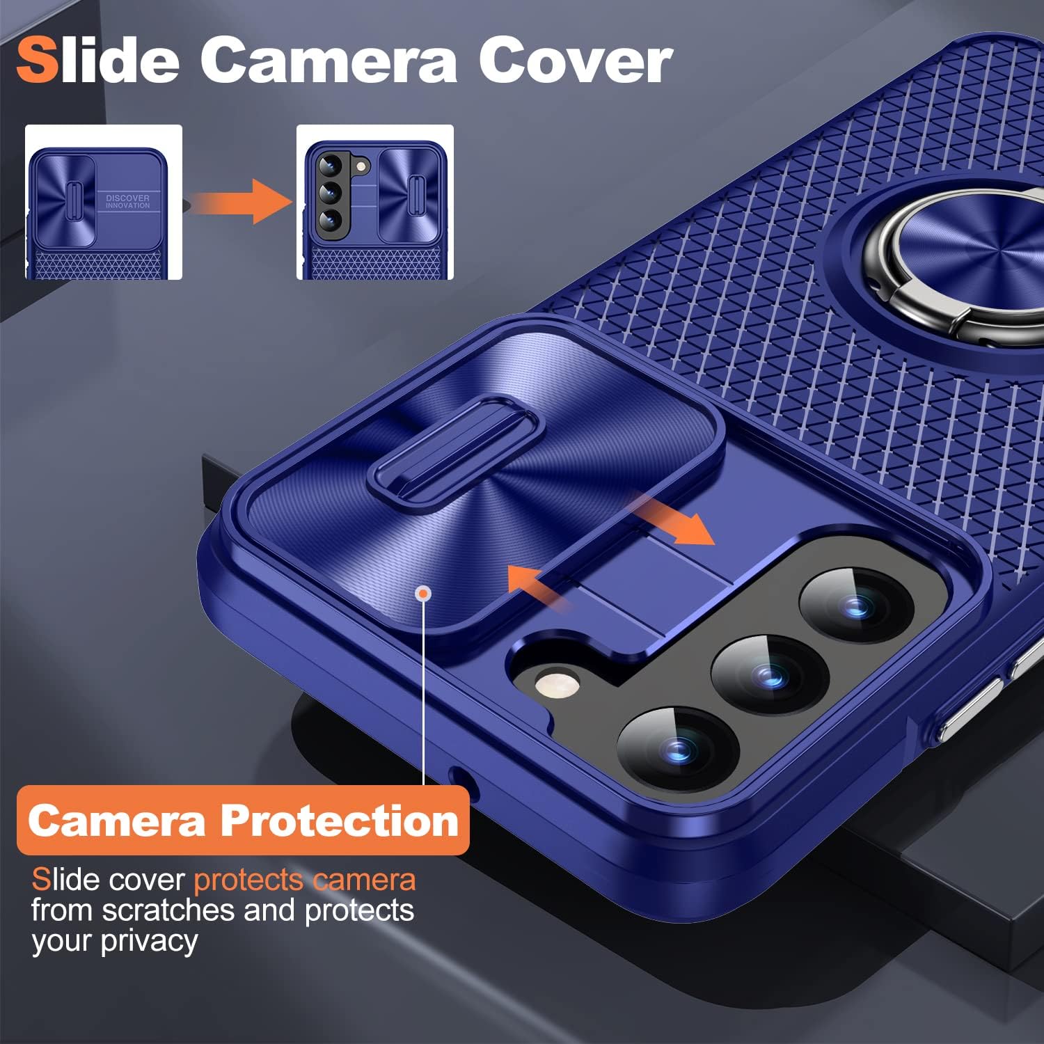 Asuwish Funda de teléfono para Samsung Galaxy S22 Plus S22+ 5G con cubierta deslizante para cámara y protector de pantalla de vidrio templado,