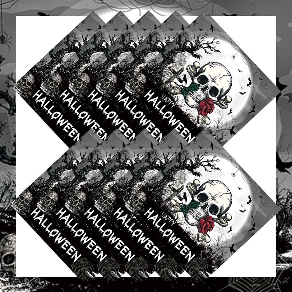 Egami 40 suministros para fiesta de Halloween, incluye 20 platos de postre, 20 servilletas, utilizados para decoración de fiesta de cumpleaños de