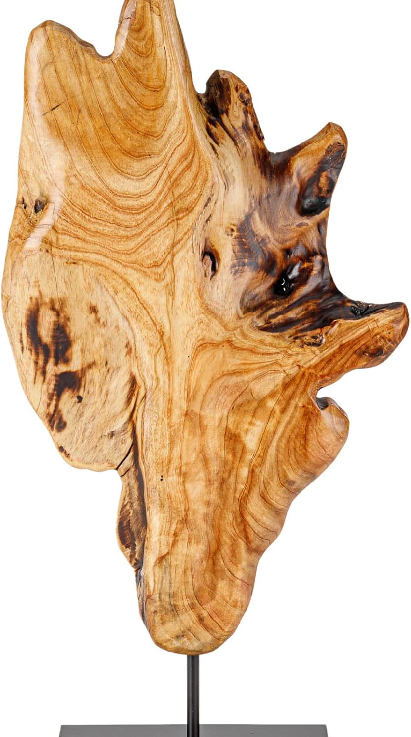 THY COLLECTIBLES Escultura irregular de madera de raíz tallada a mano, escultura abstracta de pie para decoración del hogar, estatua de mesa con
