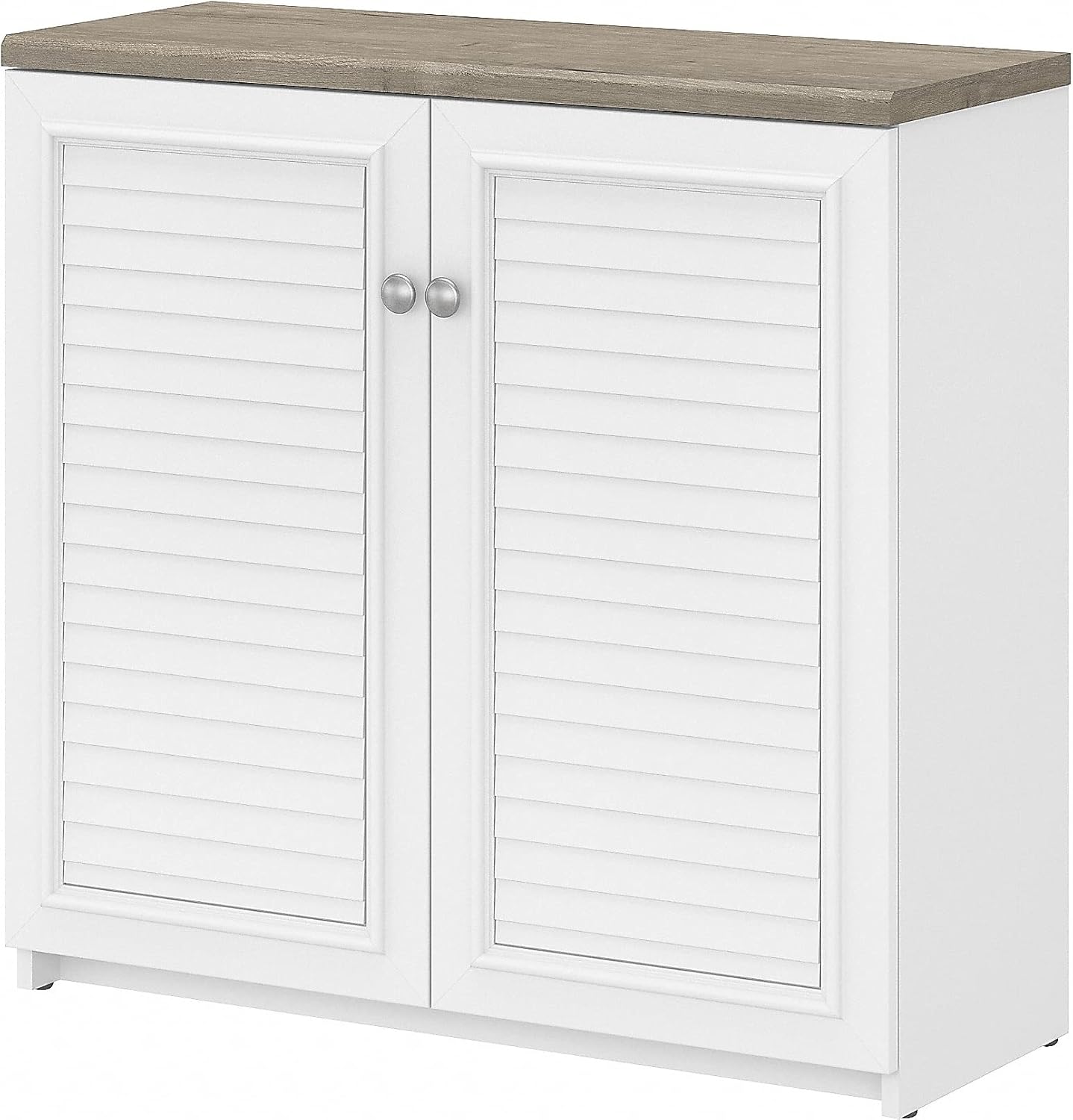 Bush Fairview – Armario de almacenamiento pequeño de 30.71 pulgadas con 3 estantes, gris Shiplap grisblanco puro (WC53696-03)