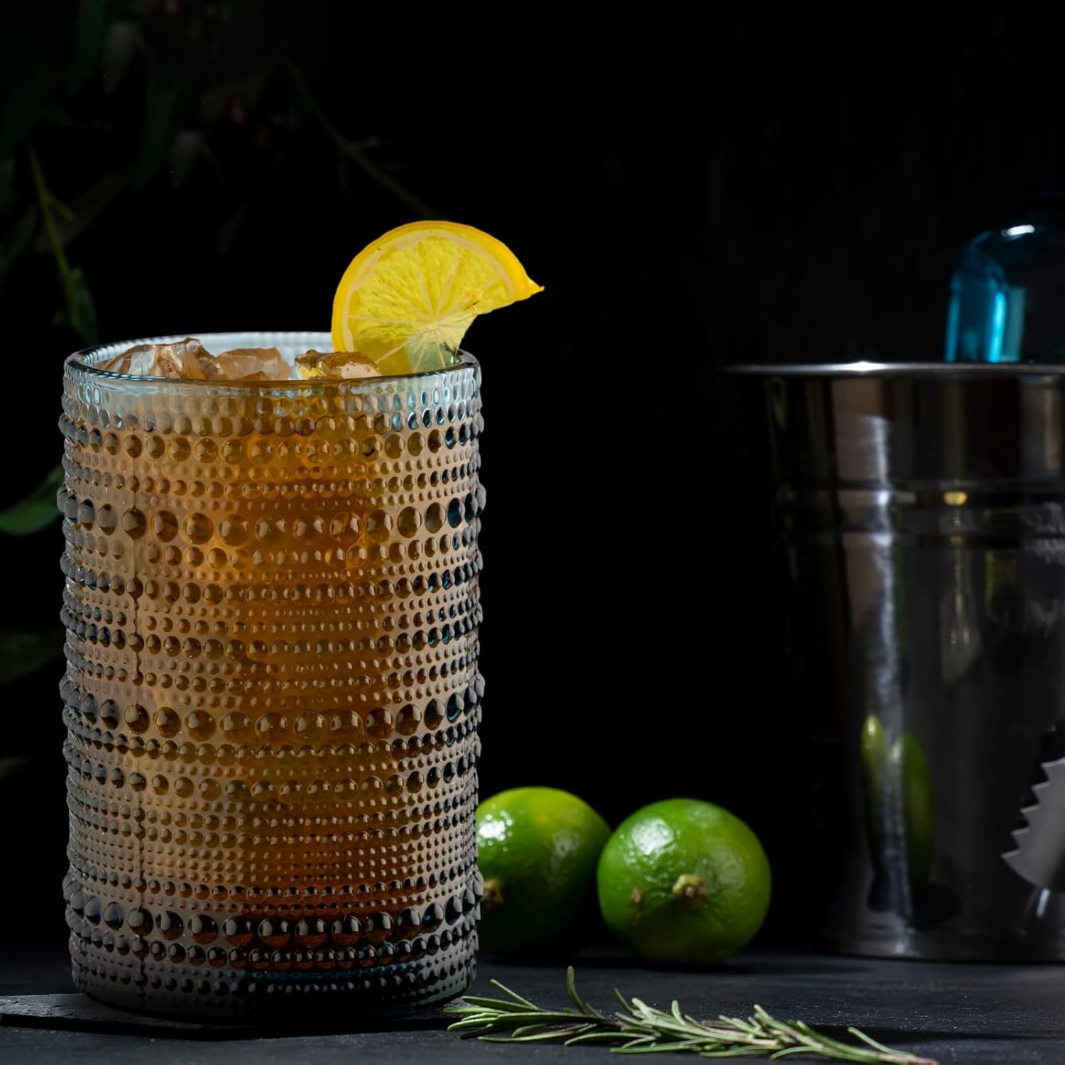 Yinder Hobnail – Vasos para beber de 13 onzas, suministros para fiesta de Navidad, cristalería vintage en relieve, vasos de vidrio con cuentas para