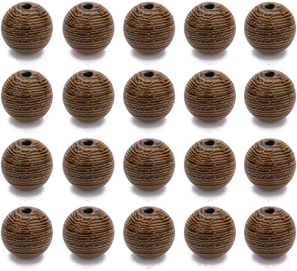 300 cuentas de madera africanas de color marrón oscuro, cuentas redondas naturales de madera para manualidades para pulseras y suministros de