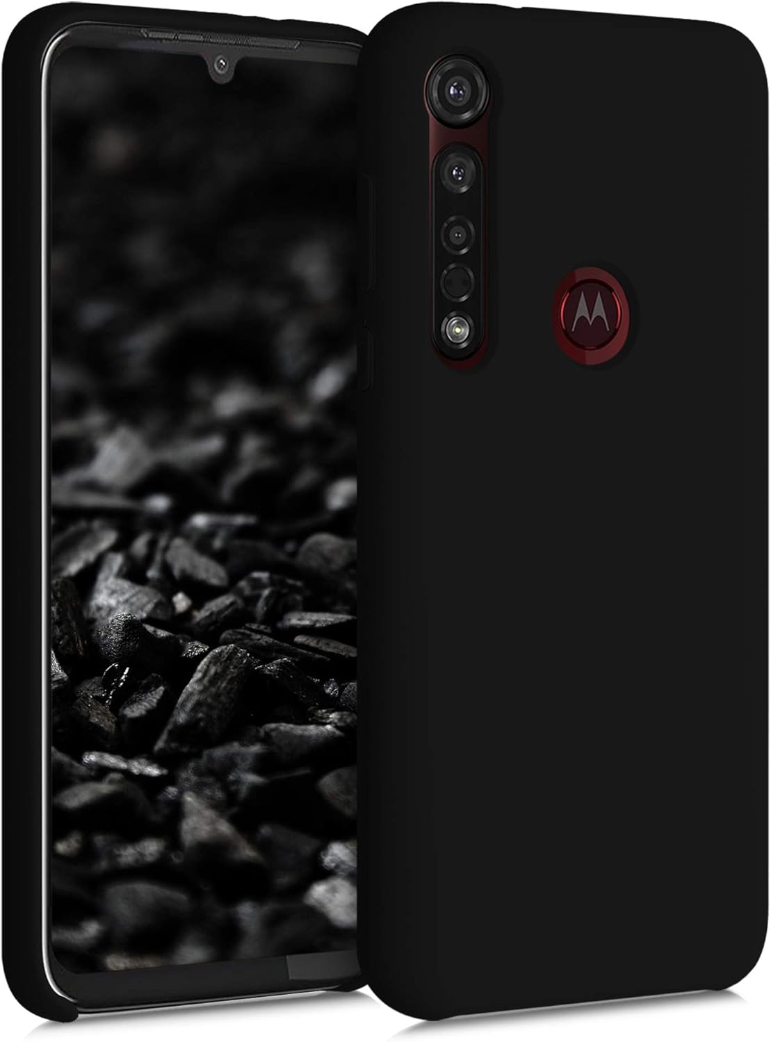 kwmobile Funda compatible con Motorola Moto G8 Plus – Funda de silicona TPU con acabado suave – Negro