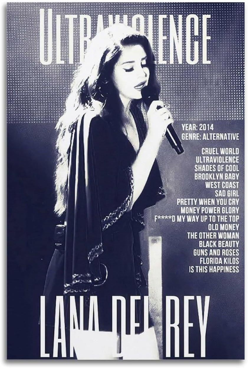 Lana Del Rey – Póster de ultraviolencia para decoración de pared, lienzo estético para decoración de dormitorio, 20 x 30 pulgadas (19.7 x 29.5 in),