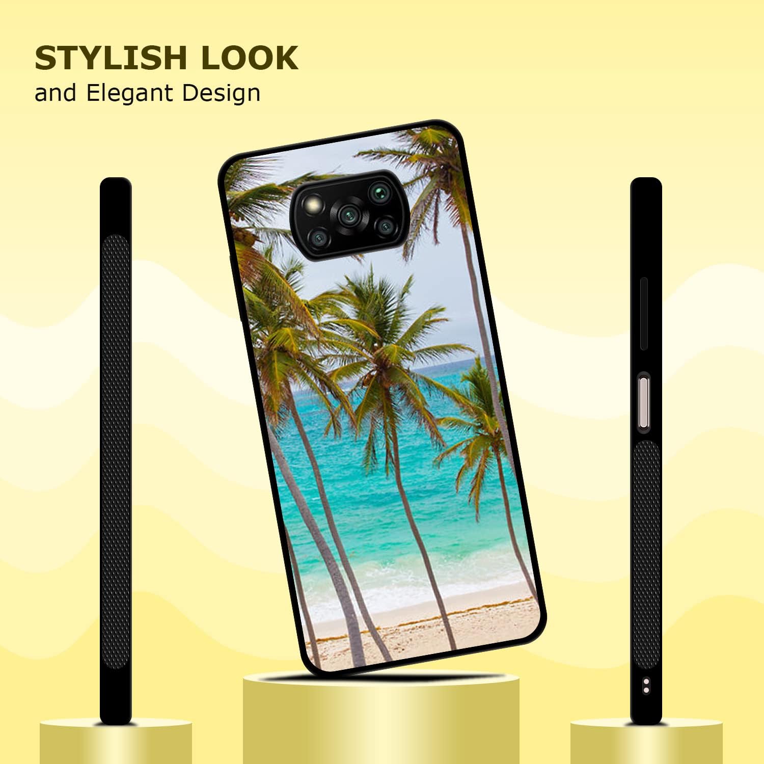 SM Cases – Funda de TPU de goma para Xiaomi Poco X3 NFCPoco Pro, diseño de palmera tropical en la playa, diseño impreso protector a prueba de golpes