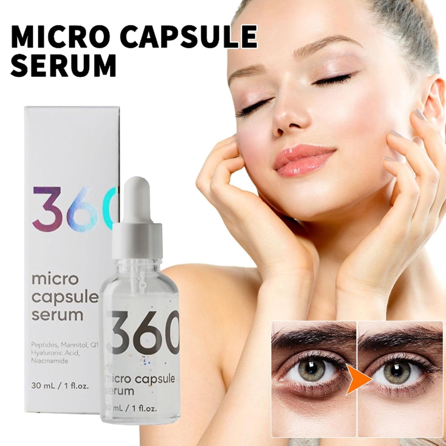 360 Micro Capsule Serum, 1.0 fl oz de esencia cápsula hidratante y reparadora, reduce líneas finas y arrugas, aclarando el cuidado de la piel para