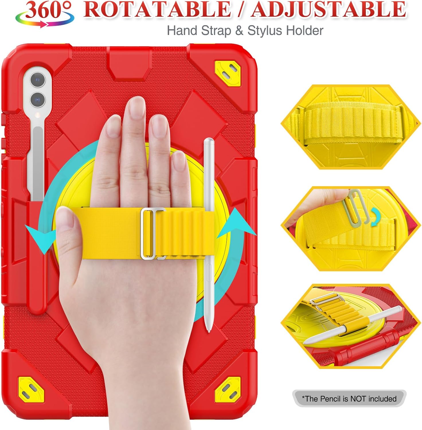 SEYMAC stock Funda para Samsung Galaxy Tab S9 Plus de 12.4 pulgadas, diseño de malla a prueba de caídas con protector de pantalla correa de mano