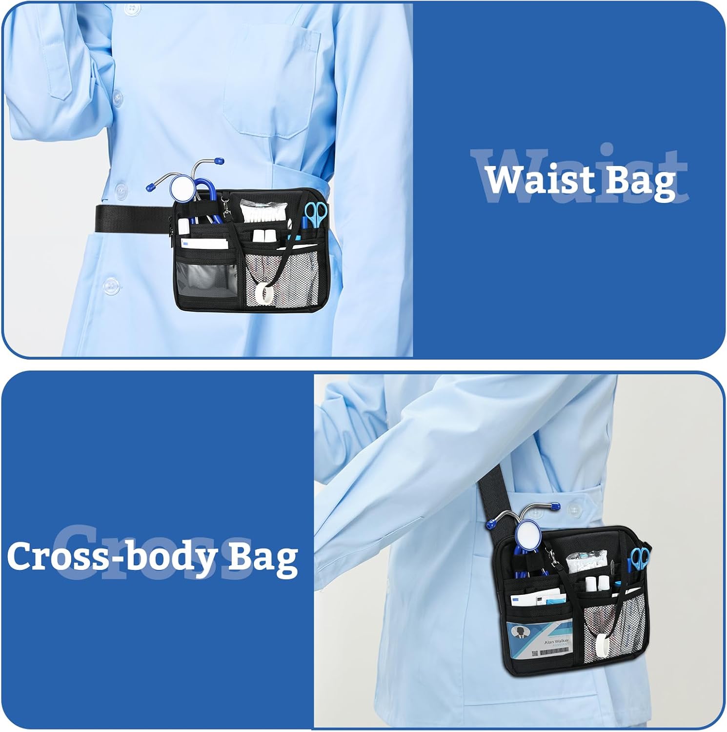 ProCase Riñonera para enfermera, riñonera médica de enfermería para mujeres, bolsa organizadora de enfermera para llevar estetoscopios y suministros