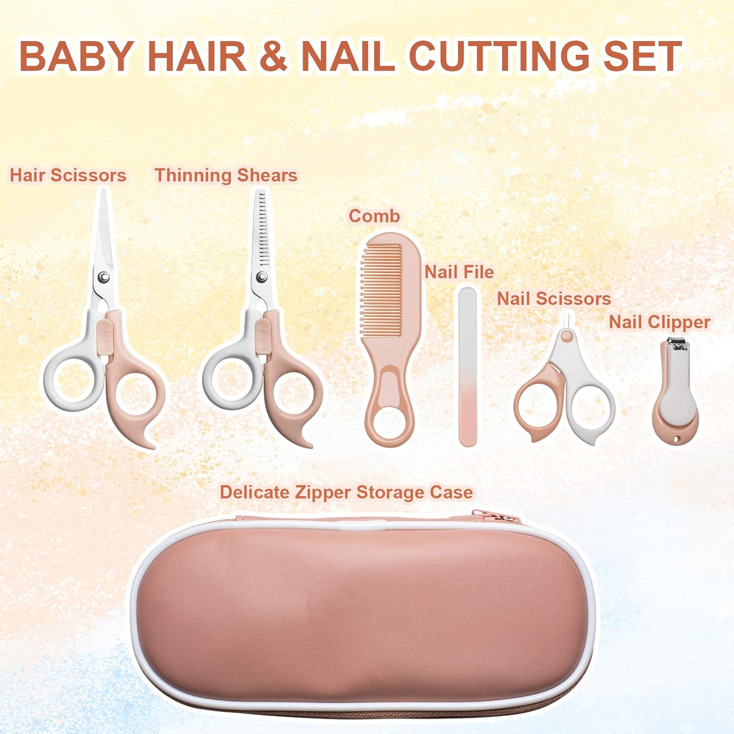 Tijeras de pelo para bebés, kit de corte de pelo y uñas, manicura y pedicura, juego de cortaúñas, lima de uñas, tijeras de adelgazamiento para