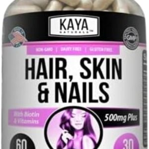Kaya Naturals Cápsulas de uñas BIOTIN Vitamina D Vitamina B-12 A Apoyo de ácido fólico, Suplemento vitamínico de apoyo para el cabello Kaya Naturals Cápsulas de uñas BIOTIN Vitamina D Vitamina B-12 A Apoyo de ácido fólico, Suplemento vitamínico de apoyo para el cabello