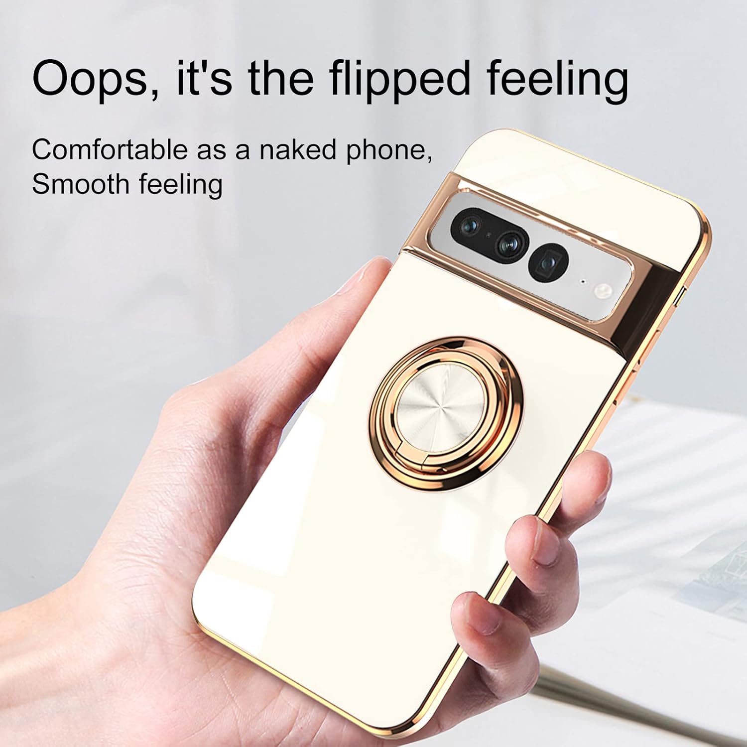 Urarssa Funda compatible con Google Pixel 7 Pro para mujeres y niñas, soporte magnético giratorio para automóvil, funda suave a prueba de golpes,
