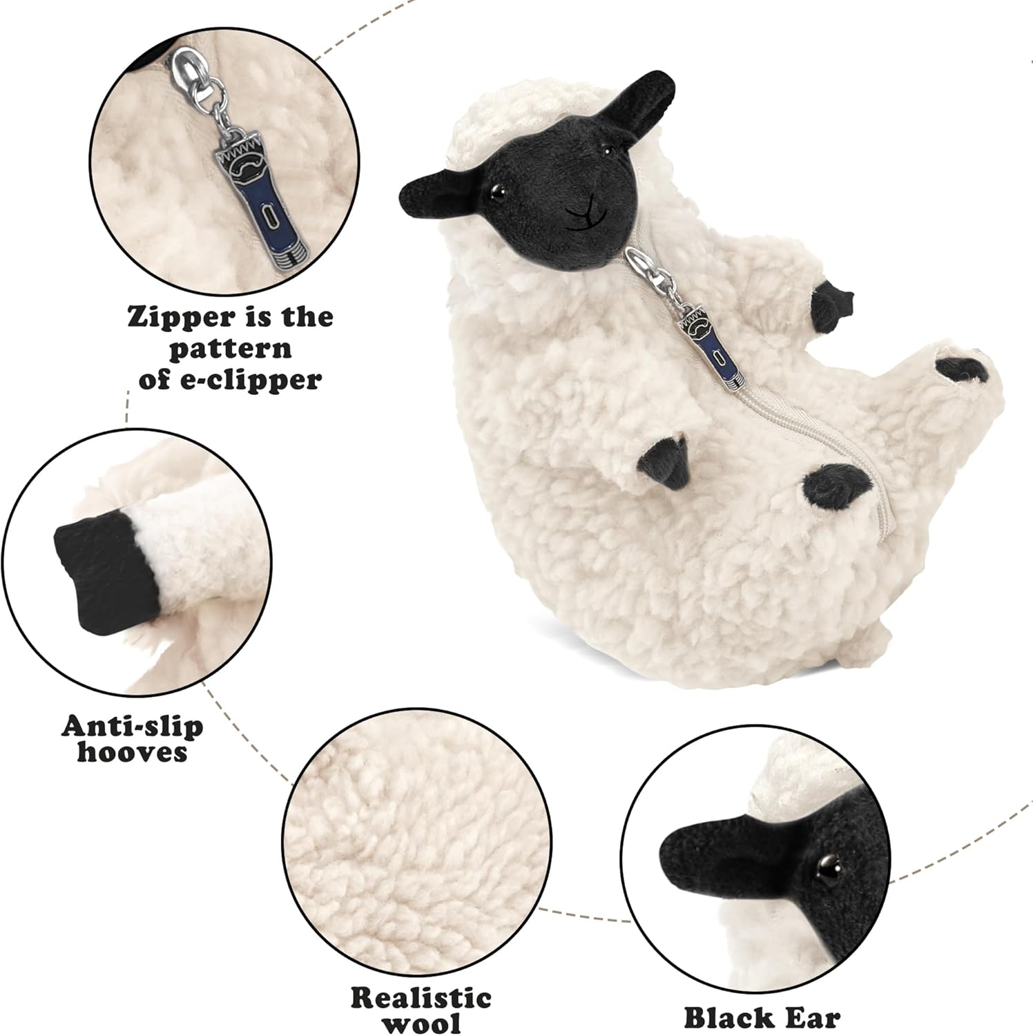 AGRIMONY Lindos animales de peluche de oveja afeitada, juguetes de peluche Kawaii de cordero, día de San Valentín, día de la madre, cumpleaños,