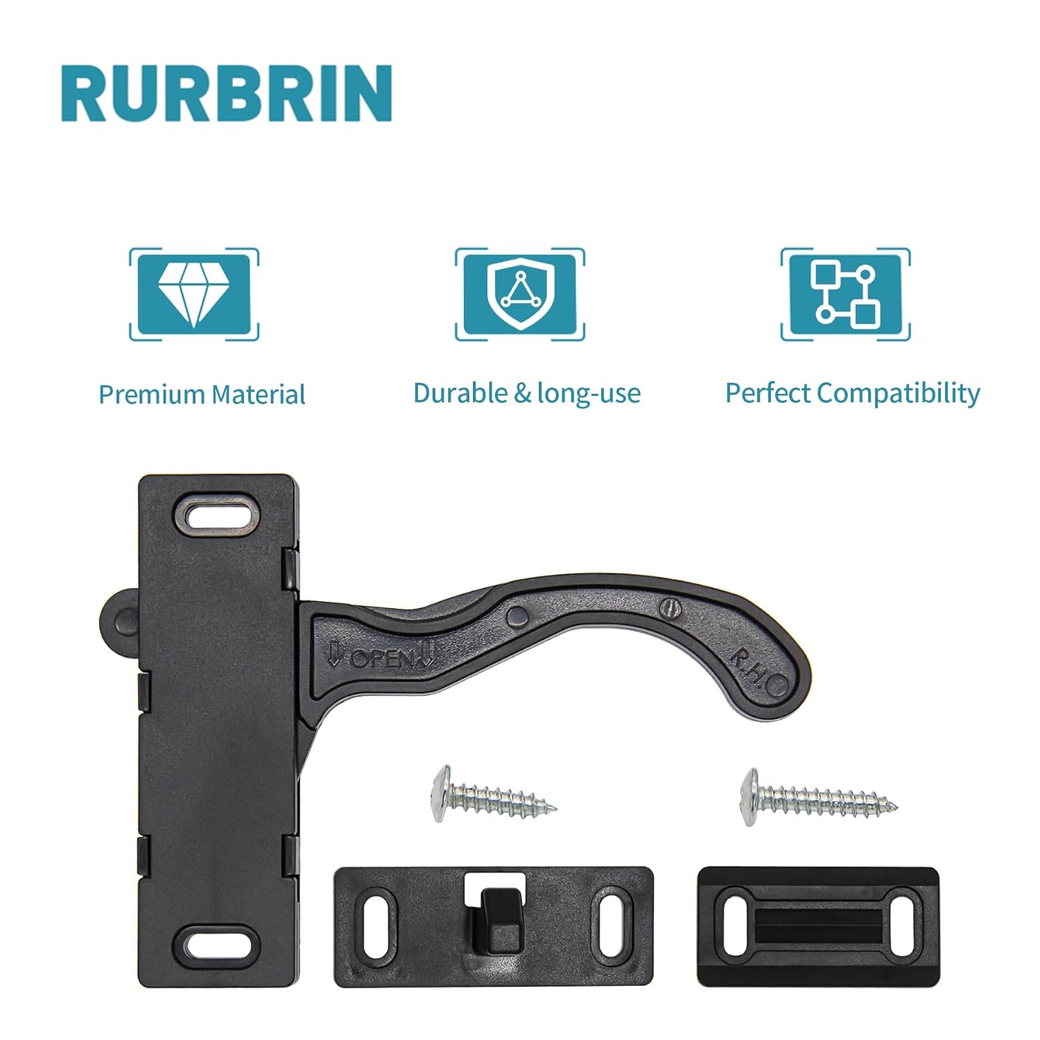 Kit de pestillo de puerta de pantalla RV con tornillos, mango derecho compatible con caravana, remolque de viaje para autocaravana, mejora la