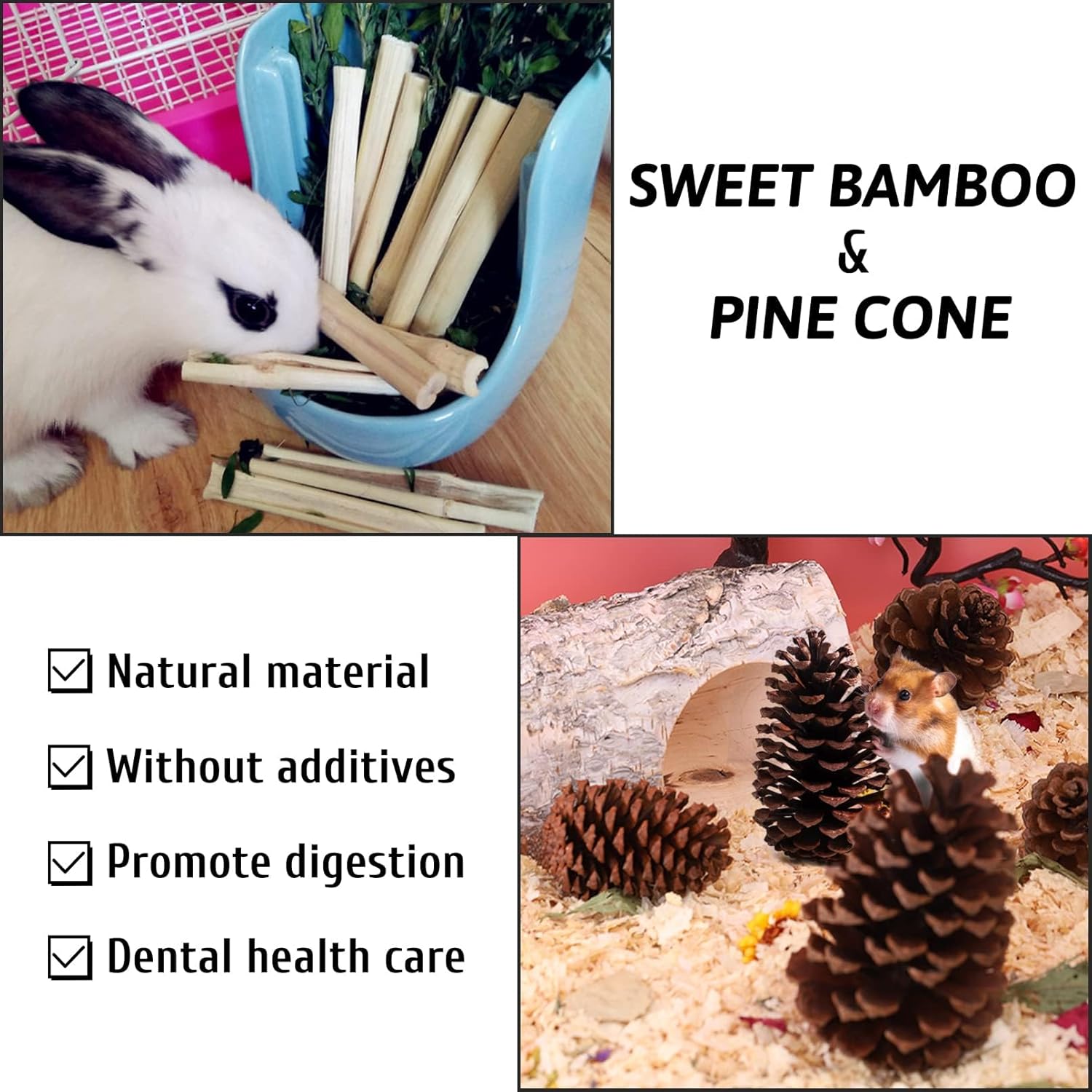 PINVNBY Casa de hierba de conejillo de indias con juguetes para masticar, conejito pequeño, escondite natural para mascotas, cabaña de césped con