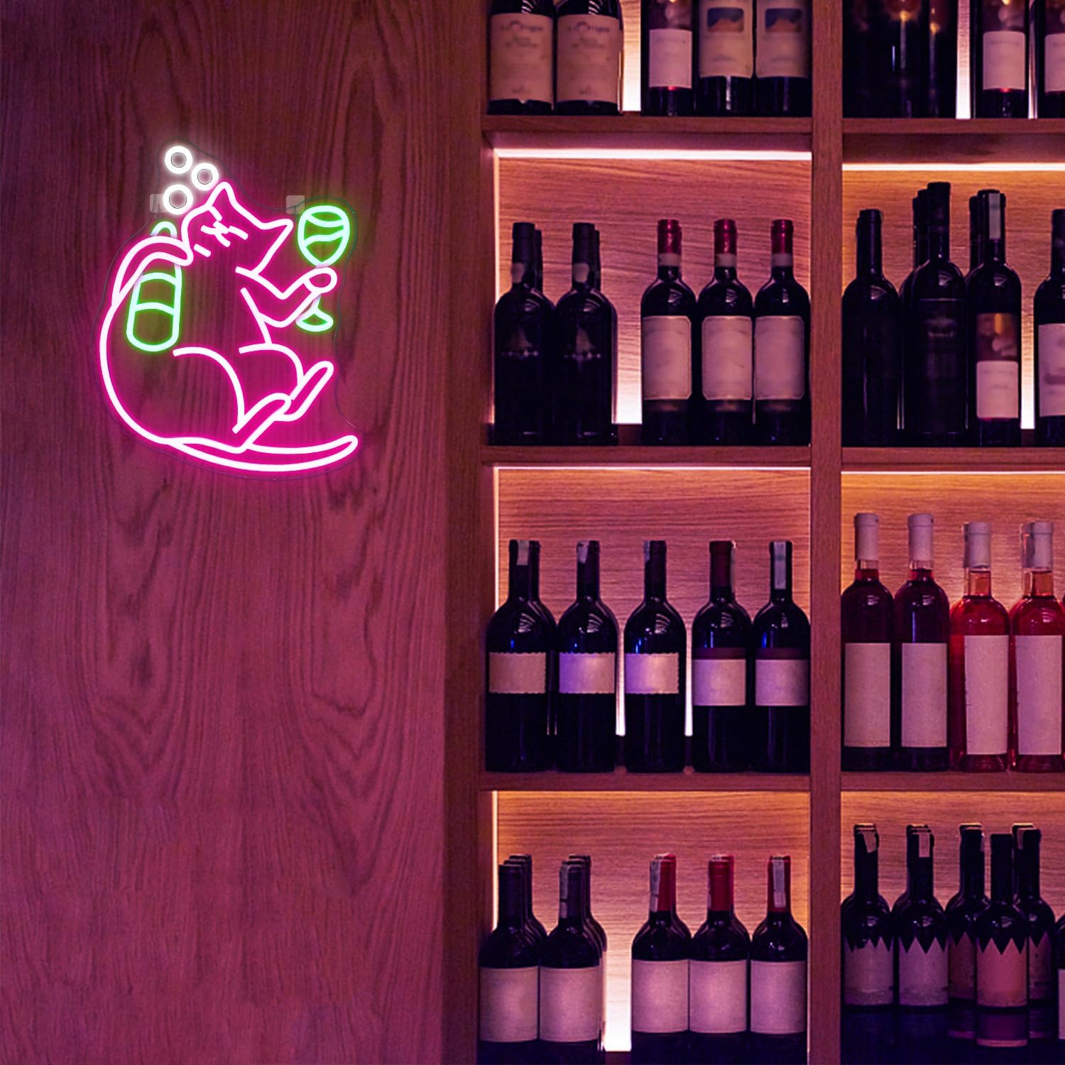 NOSUN Letrero de neón de cerveza de gato, divertidos letreros de neón para decoración de pared, letrero LED de gato regulable, letreros de barra de