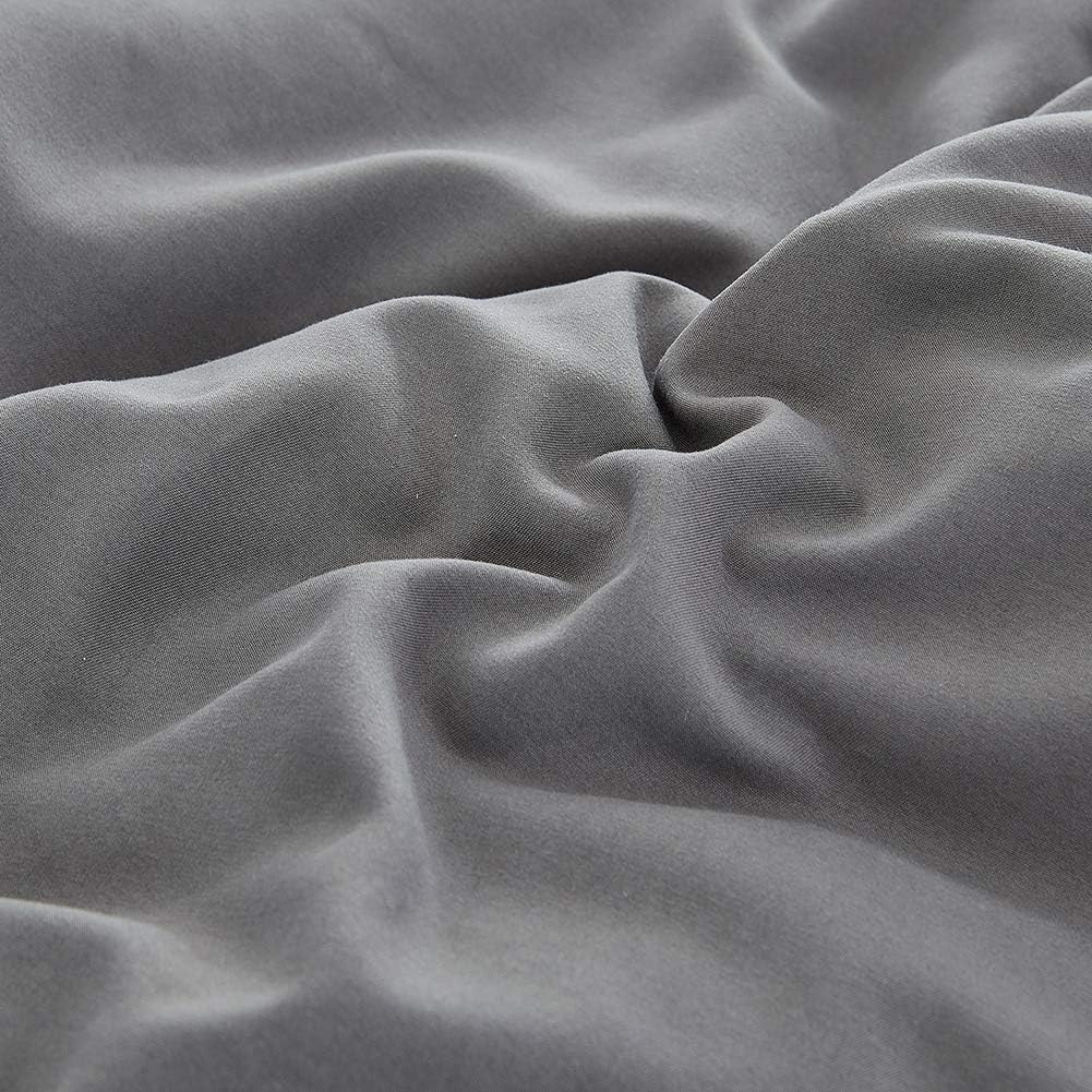 Cottonight – Juego de edredón 3 piezas, unicolor, moderno, suave, transpirable, individual, gris oscuro