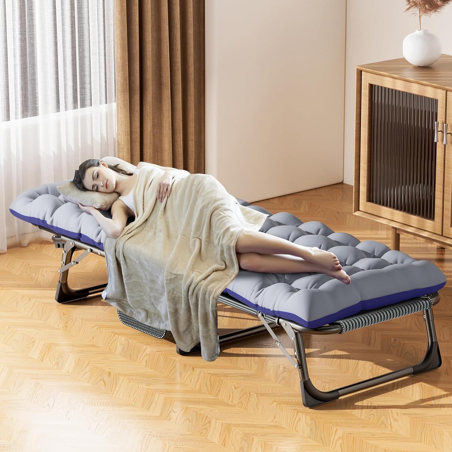 ABORON Silla de sala de estar, silla portátil resistente para dormitorio, sillas interiores ajustables para relajar la siesta