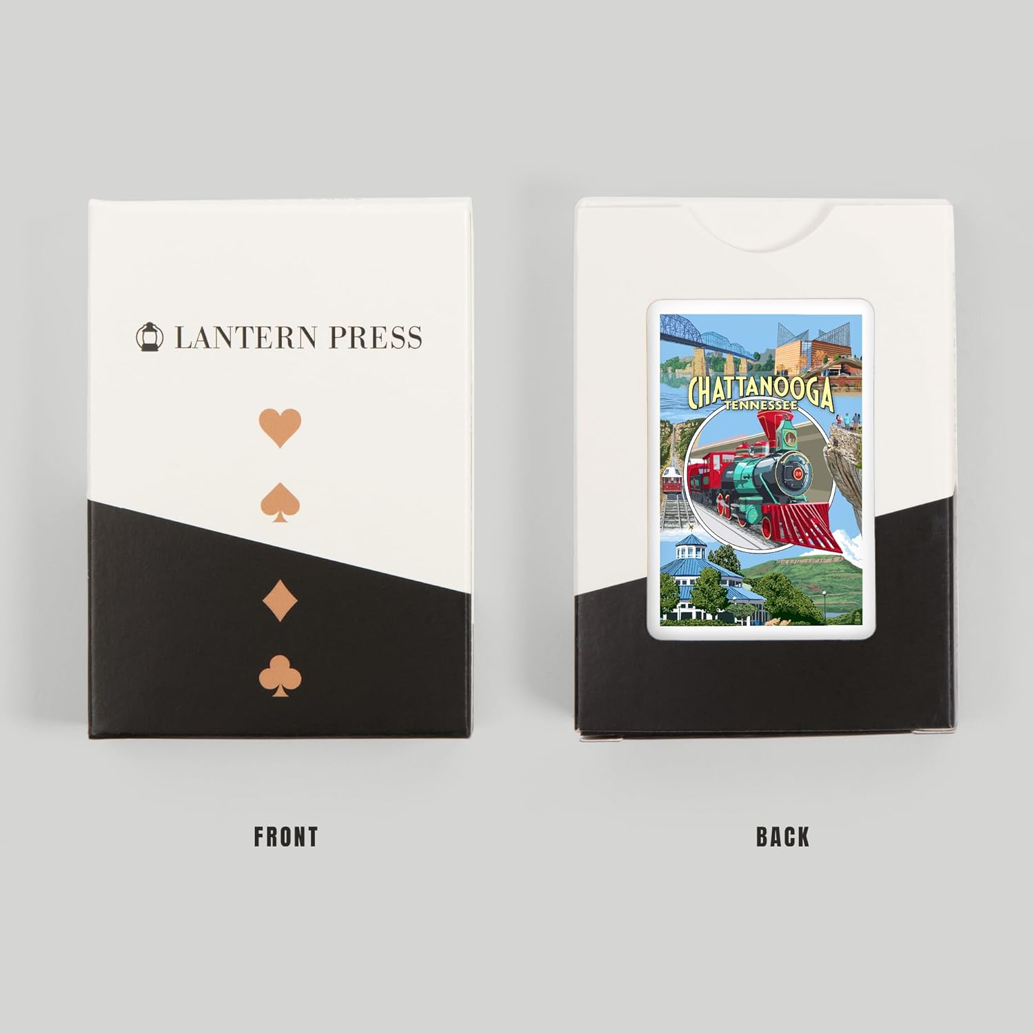 Lantern Press Chattanooga, Tennessee, escenas de montaje (52 cartas de juego, baraja de cartas de tamaño póquer con comodines)