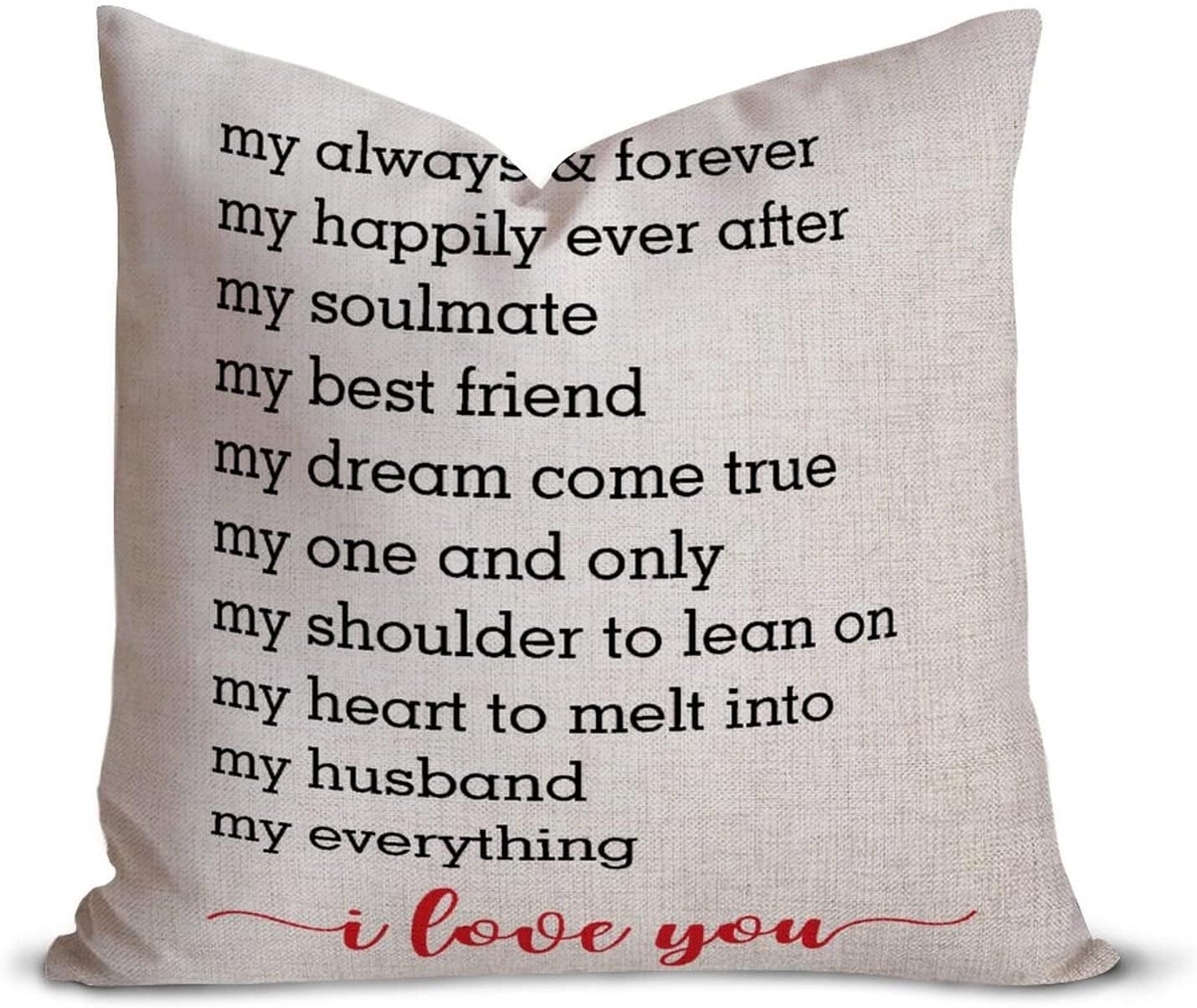 Inspirational Family Quote My Always & Forever My Happily Ever After My Soulmate Modern Accent Decorative Pillow Cotton Linen Decor Decorations for