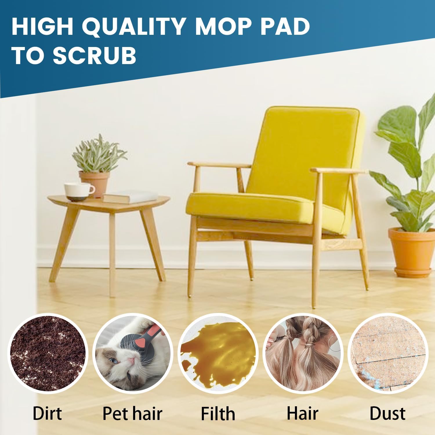 3 almohadillas de fregona reutilizables para barredora Swiffer y almohadillas de microfibra de repuesto para trapeador plano de 10 a 12 pulgadas
