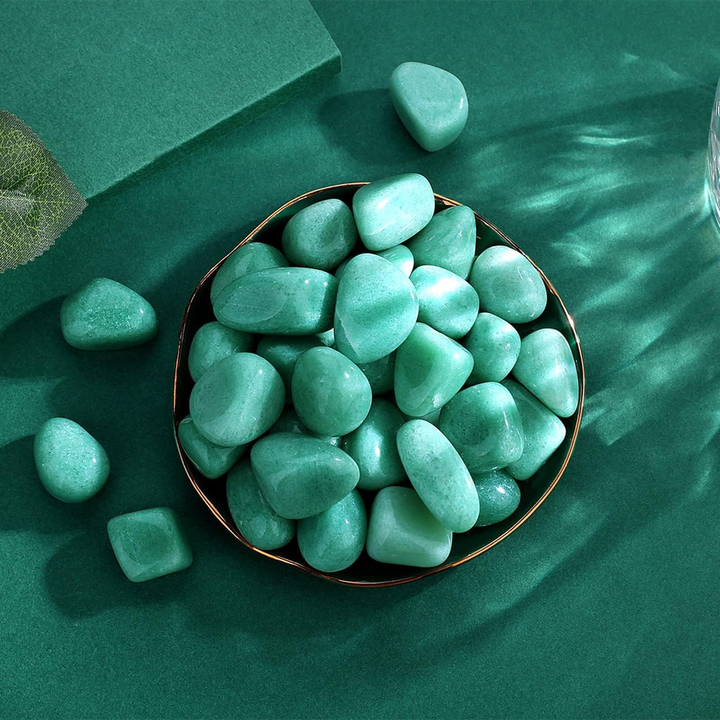 QINJIEJIE Piedras pulidas de aventurina verde de 0.9 libras, piedras preciosas a granel de 0.6 a 1 pulgada, piedra irregular, cristal curativo de