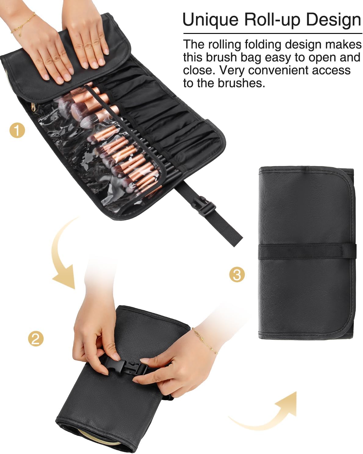 Relavel Estuche para brochas de maquillaje, estuche para brochas de maquillaje, organizador de bolsa de cosméticos, organizador de viaje portátil