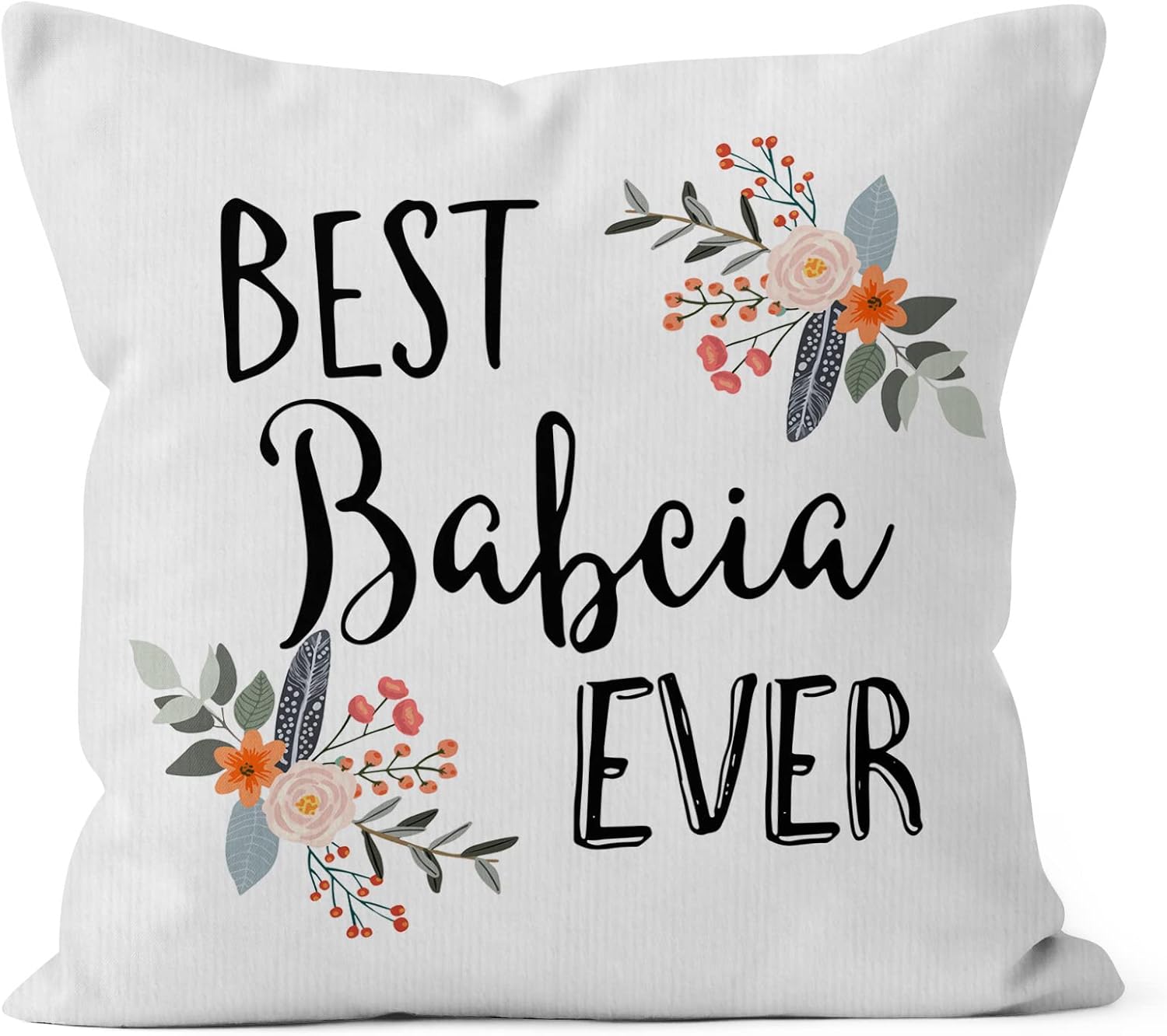Best Babcia Ever – Funda de almohada decorativa, acuarela bohemia floral Babcia Día de la Madre para sofá, dormitorio, decoración del hogar, 18 x 18