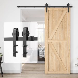 Homlux – Kit de herrajes para puerta corrediza de granero de alta resistencia, suaves y silenciosos, simples y fáciles de instalar, se ajustan a Homlux – Kit de herrajes para puerta corrediza de granero de alta resistencia, suaves y silenciosos, simples y fáciles de instalar, se ajustan a