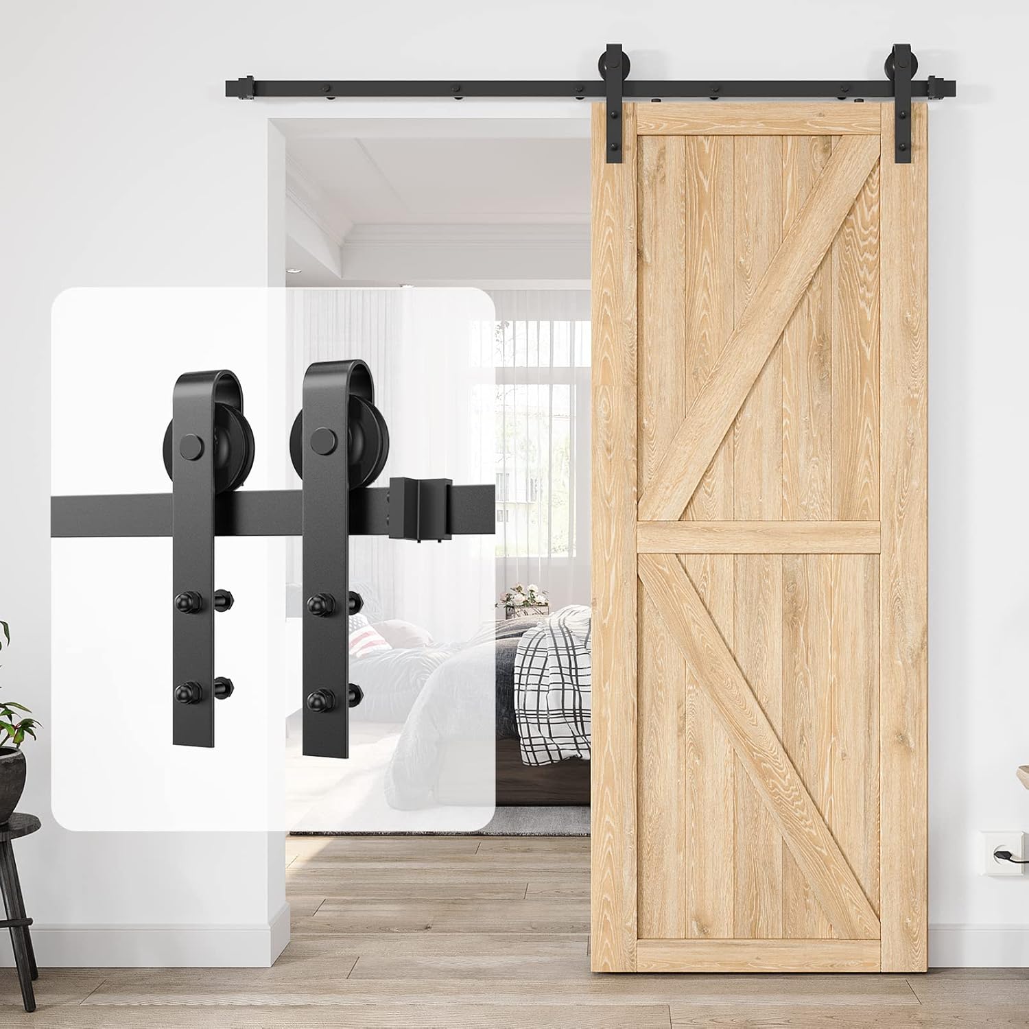 Homlux – Kit de herrajes para puerta corrediza de granero de alta resistencia, suaves y silenciosos, simples y fáciles de instalar, se ajustan a
