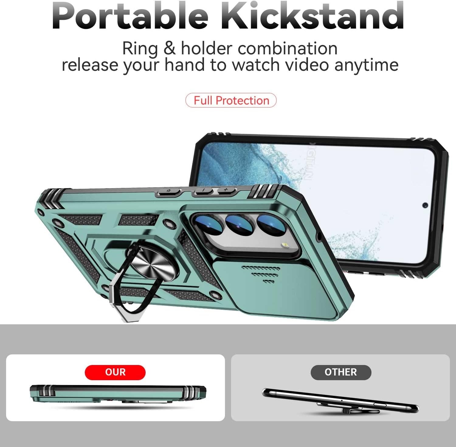 Funda para Galaxy S23 Plus, Samsung Galaxy S23 Plus, con protectores de pantalla HD y funda para cámara, grado militar de 16 pies. Funda a prueba de